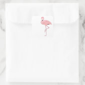 Roze Flamingo Staand Op Eén Been Vierkante Sticker (Tas)
