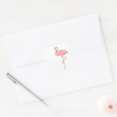 Roze Flamingo Staand Op Eén Been Vierkante Sticker (Envelop)