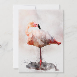 Roze Flamingo Staande - Waterverf - 02 Bedankkaart