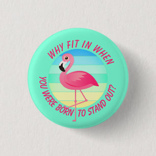 Roze flamingo stand-out past niet in ronde button 3,2 cm