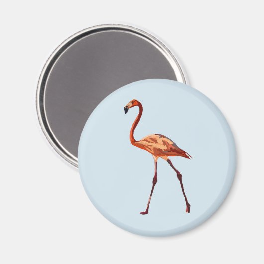 Roze Flamingo standaard, 5,7 cm ronde magneet (Voorkant / Achterkant)