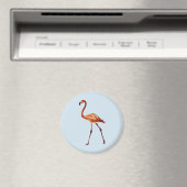 Roze Flamingo standaard, 5,7 cm ronde magneet (Insitu (Vaatwasser))