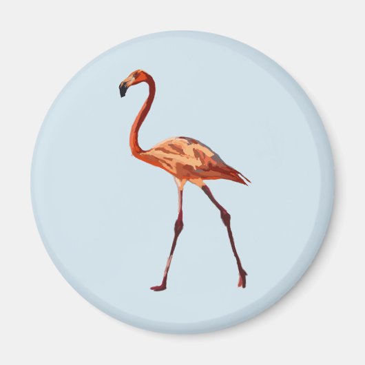 Roze Flamingo standaard, 5,7 cm ronde magneet (Voorkant)