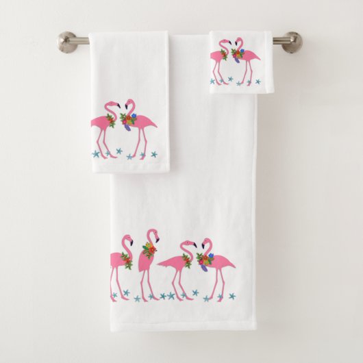 Roze flamingo Starfish kerstkeukenset Bad Handdoek (Insitu)