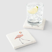 Roze Flamingo Stenen Onderzetter (Zijkant)