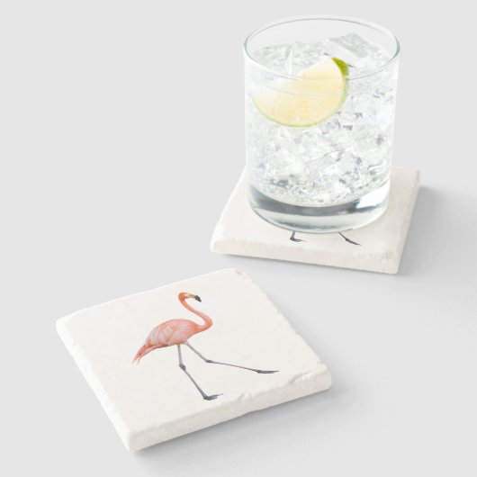 Roze Flamingo Stenen Onderzetter (Zijkant)