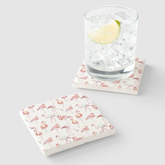 Roze flamingo stenen onderzetter (Zijkant)