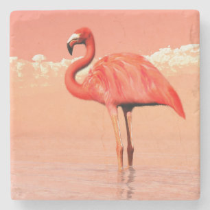 Roze flamingo stenen onderzetter