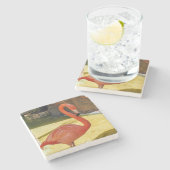Roze Flamingo Stenen Onderzetter (Zijkant)