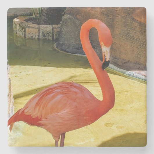 Roze Flamingo Stenen Onderzetter (Voorkant)