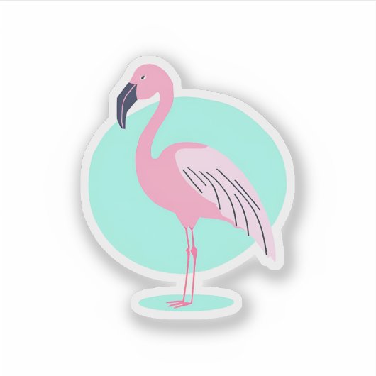  roze flamingo sticker (Voorkant)
