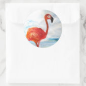 Roze Flamingo Sticker, Flamingo Waterverf Kunst Ronde Sticker (Tas)