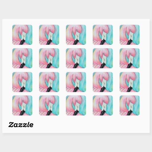Roze flamingo stickers (Vel)