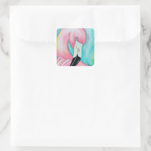 Roze flamingo stickers (Tas)