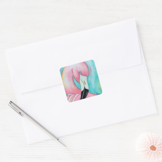 Roze flamingo stickers (Envelop)