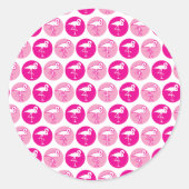 Roze flamingo stickers. ronde sticker (Voorkant)