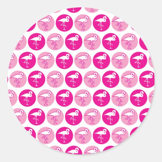 Roze flamingo stickers. ronde sticker (Voorkant)