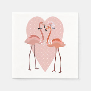 Roze Flamingo stijlvol hart liefde Servet
