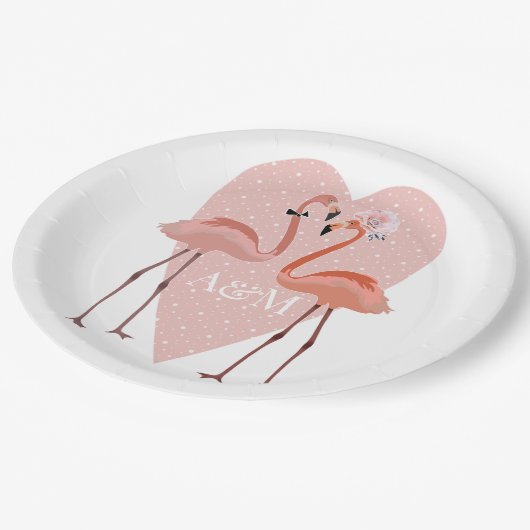 Roze Flamingo stijlvol hart liefhebber Papieren Bordje (Gekanteld)