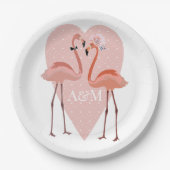 Roze Flamingo stijlvol hart liefhebber Papieren Bordje (Voorkant)