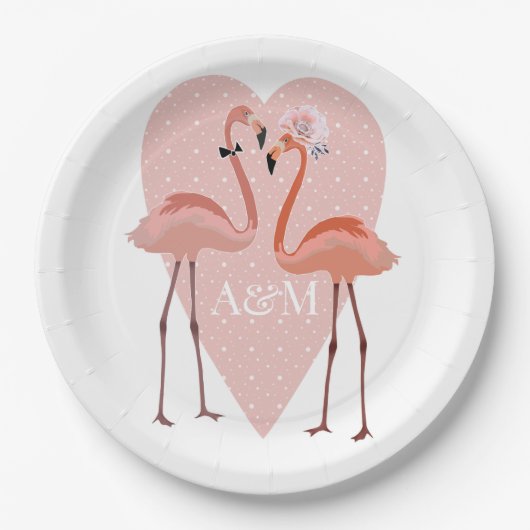 Roze Flamingo stijlvol hart liefhebber Papieren Bordje (Voorkant)