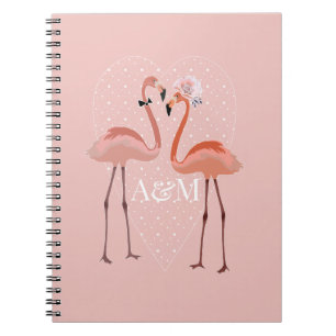 Roze Flamingo Stijlvol hart liefhebber zoet koppel Notitieboek