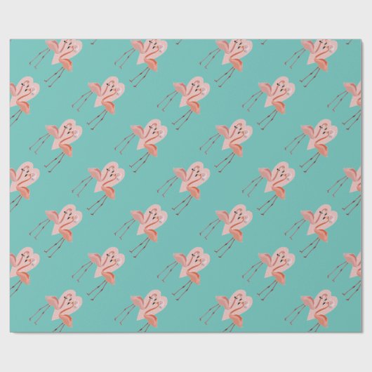 Roze Flamingo stijlvolle hartliefde Cadeaupapier (Vlak)