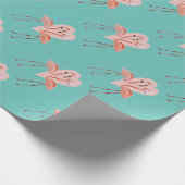Roze Flamingo stijlvolle hartliefde Cadeaupapier (Hoek)