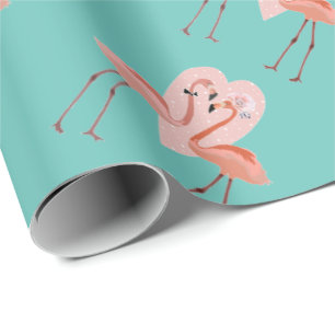 Roze Flamingo stijlvolle hartliefde Cadeaupapier