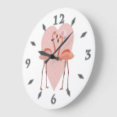 Roze Flamingo Stijlvolle hartliefde Grote klok (Hoek)