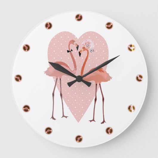 Roze Flamingo stijlvolle hartliefde Grote Klok (Voorkant)