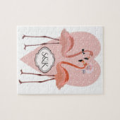 Roze Flamingo stijlvolle hartliefde Legpuzzel (Horizontaal)