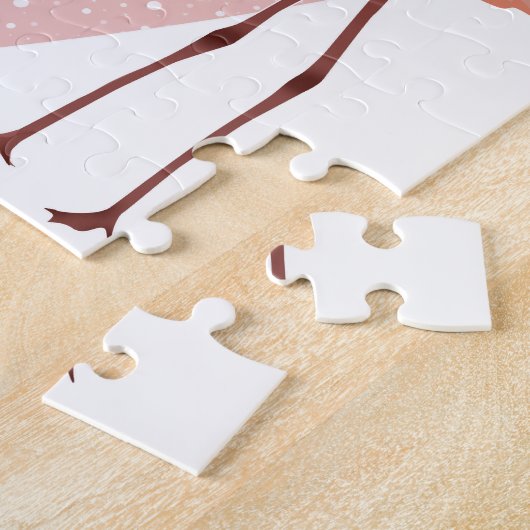 Roze Flamingo stijlvolle hartliefde Legpuzzel (Zijkant)