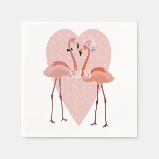 Roze Flamingo stijlvolle hartliefde Servet (Voorkant)