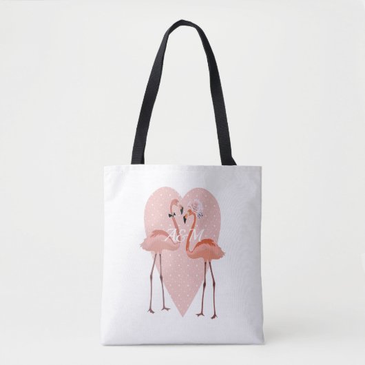 Roze Flamingo stijlvolle hartliefde Tote Bag (Voorkant)