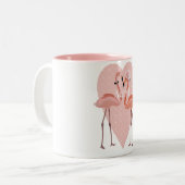 Roze Flamingo stijlvolle hartliefde Tweekleurige Koffiemok (Voorkant links)