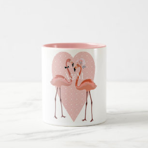 Roze Flamingo stijlvolle hartliefde Tweekleurige Koffiemok