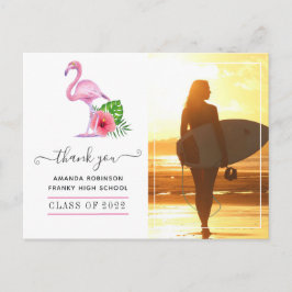 Roze Flamingo Strand Afstudeer Bedankt Briefkaart