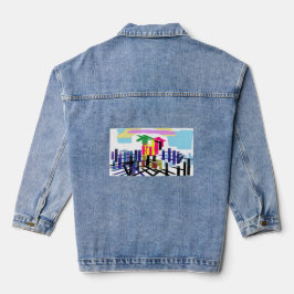 Roze flamingo strand denim jacket