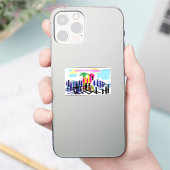 Roze flamingo strand sticker (Telefoon)