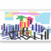 Roze flamingo strand sticker (Voorkant)