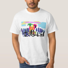 Roze flamingo strand t-shirt