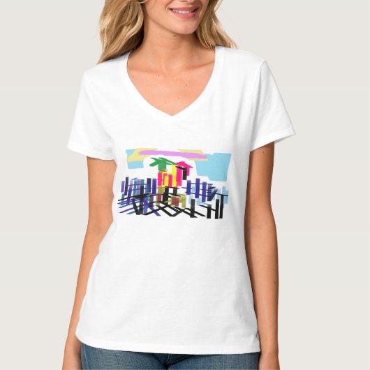 Roze flamingo strand t-shirt (Voorkant)