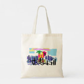 Roze flamingo strand tote bag (Achterkant)