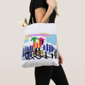 Roze flamingo strand tote bag (Dichtbij)