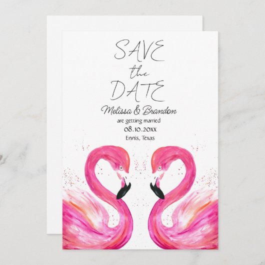 Roze Flamingo Strand Tropisch Huwelijk  Kaart (Voorkant / Achterkant)