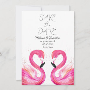 Roze Flamingo Strand Tropisch Huwelijk  Kaart
