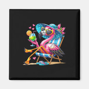 Roze Flamingo Strand Zomer Vibes Palmboom Tropica Magneet