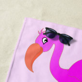 Roze Flamingo Strandhanddoek met Aangepaste Tekst Strandlaken (In situ)