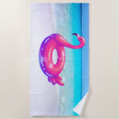 Roze Flamingo Strandhanddoek Strandlaken (Voorkant)